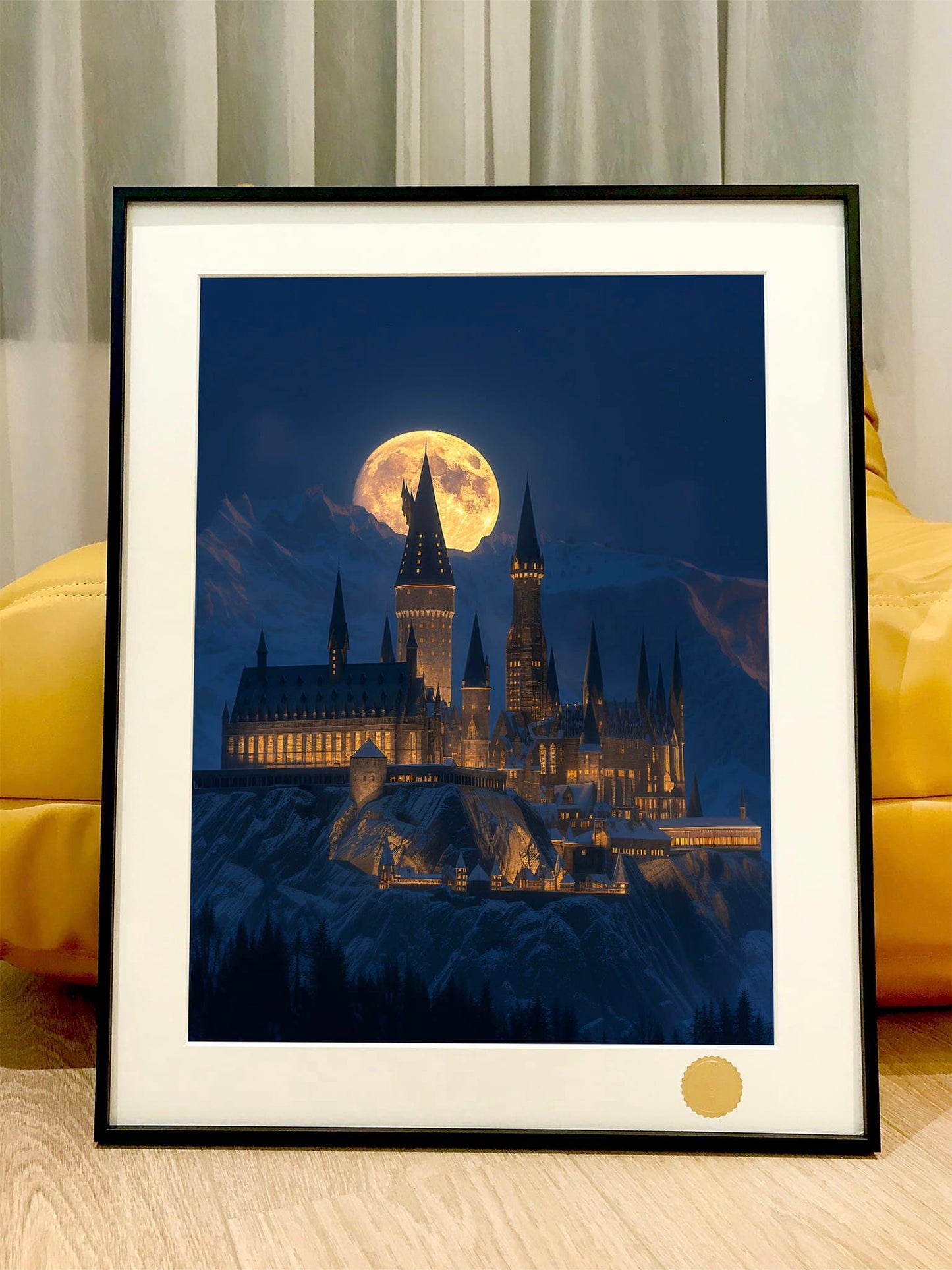 "Moonlit Hogwarts" Harry Potter Magic Academy Decorative Print《月下霍格沃兹》哈利波特魔法学院装饰画