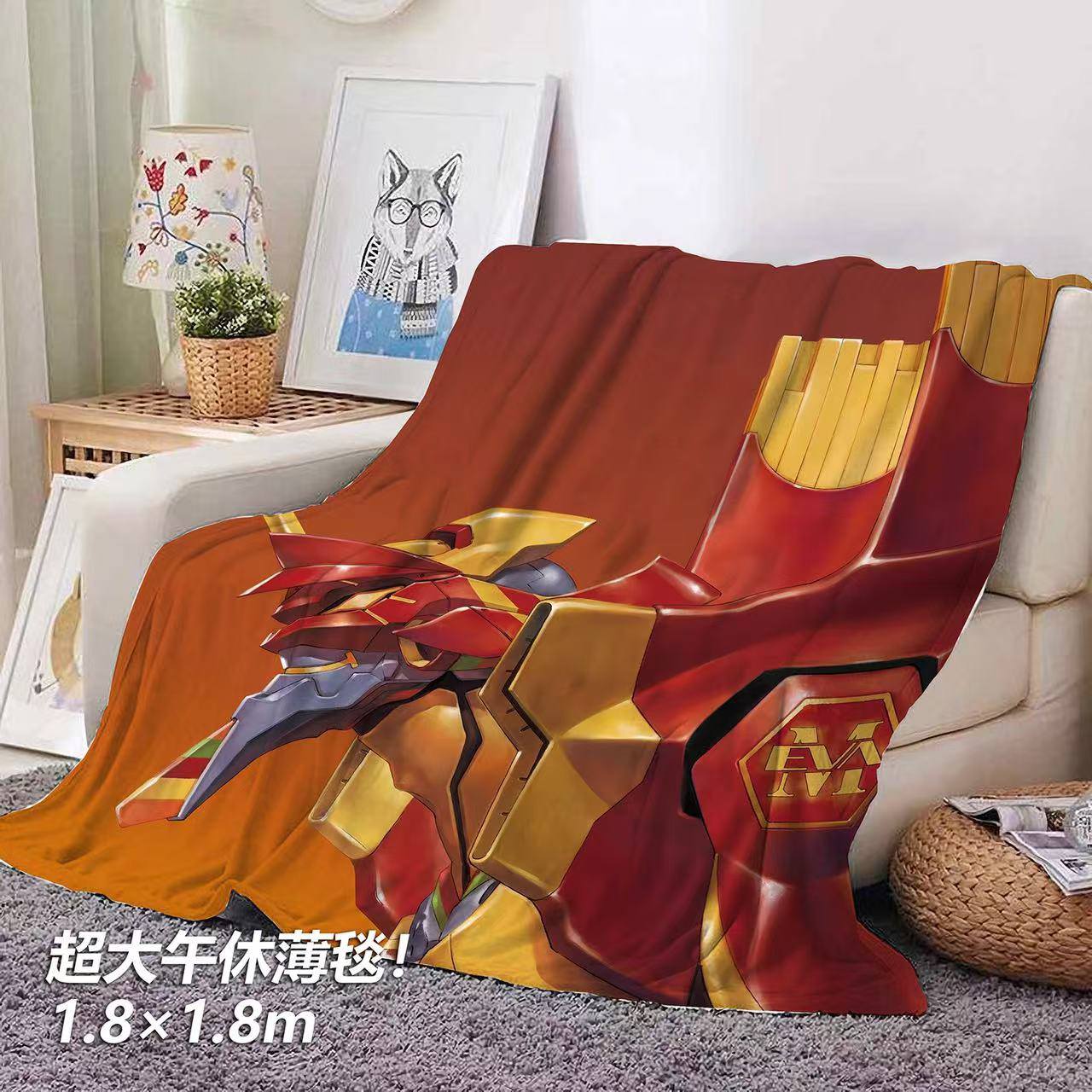 【现货未包邮】M号机新世纪福音战士EVA联名麦当劳午睡毯地毯装饰画