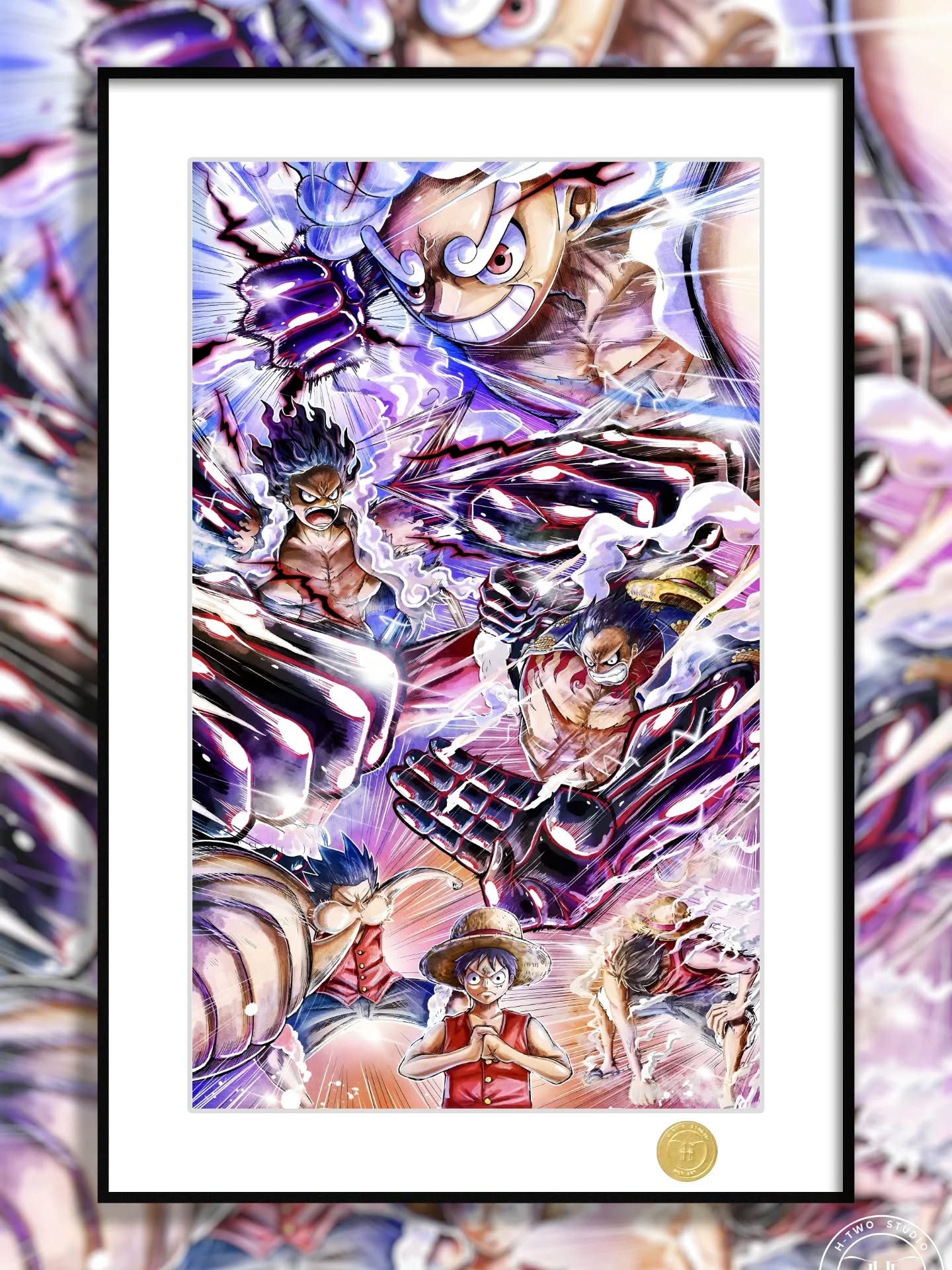 《蒙奇D路飞》海贼王尼卡太阳神四档五档路飞动漫装饰画