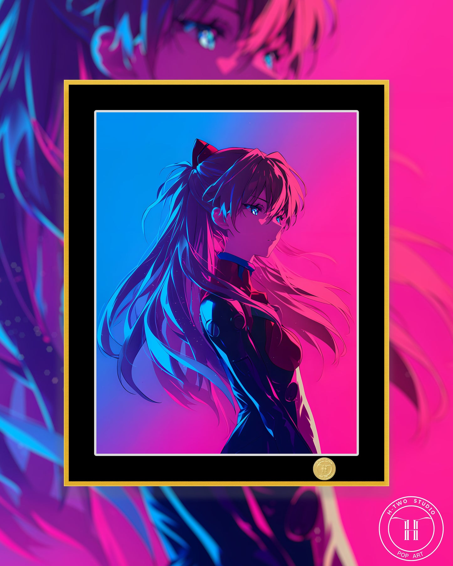 《蓝粉明日香》EVA新世纪福音战士明日香二号机装饰画