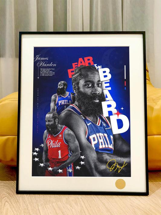 星空《大胡子哈登》Harden登哥NBA费城76人装饰画