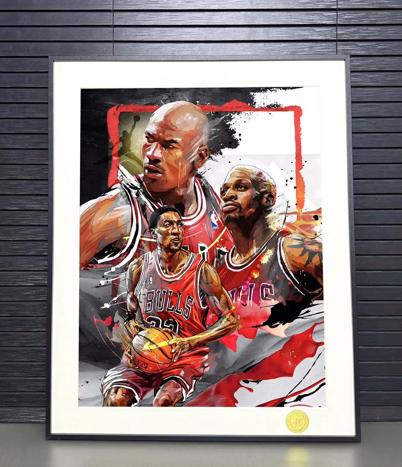 《OG–公牛三巨头》乔丹皮蓬罗德曼NBA公牛队装饰画